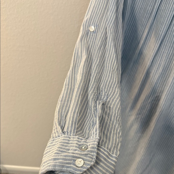 H&M LOGG Women's Blue and White Striped Cotton Button Up Tunic Size US 14 - Picture 6 of 6